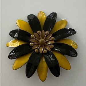 Vintage Miu Miu Yellow and Black Flower Brooch